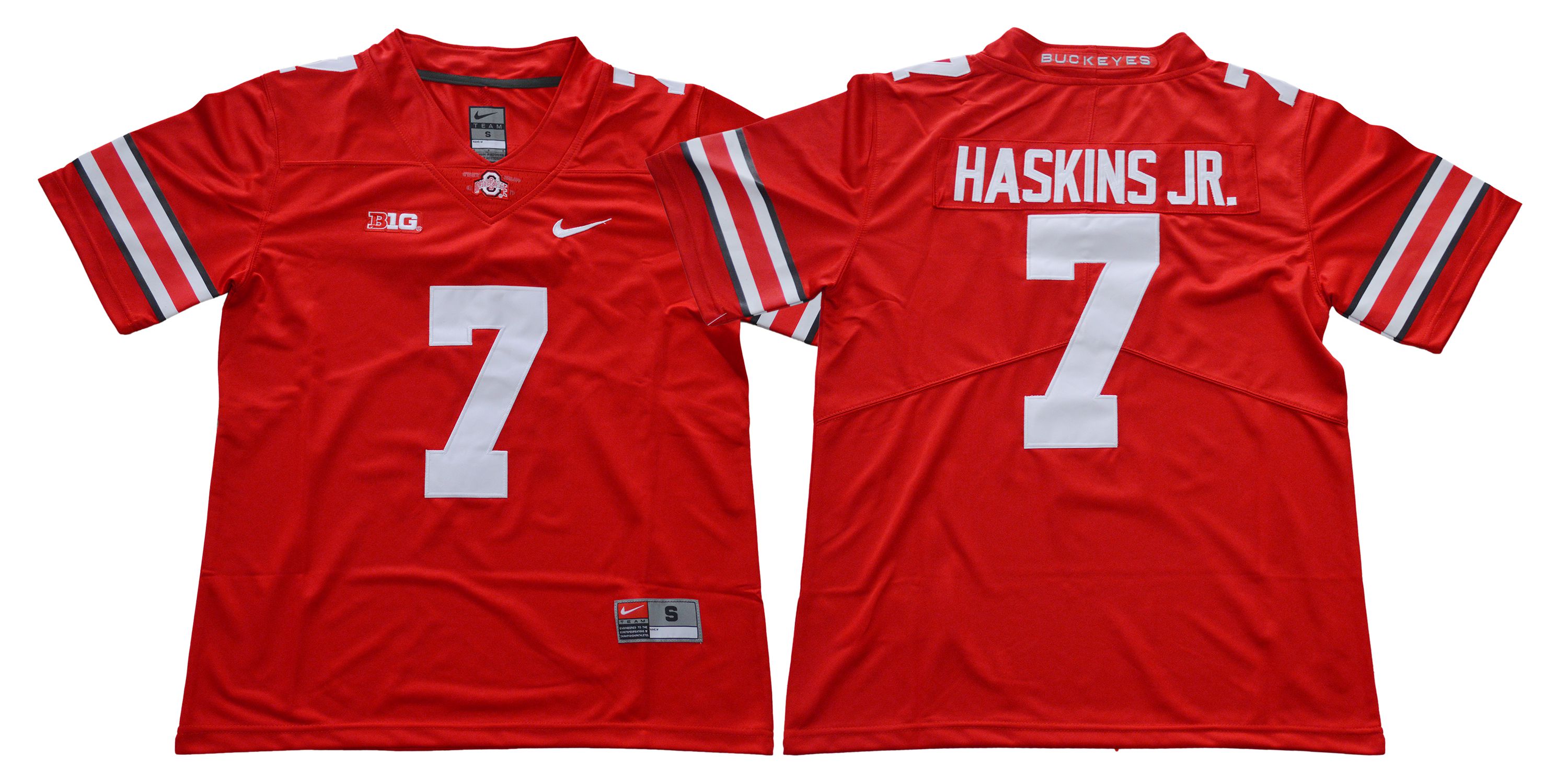 Men Ohio State Buckeyes 7 Haskins jr Red Nike NCAA Jerseys